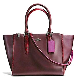 Coach Crosby Oxblood Python Handbag Crossbody Tote
